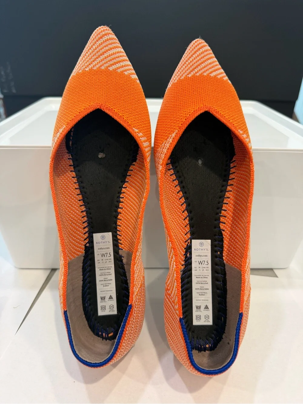 Rothy’s The Point in Retired Color-Orange Sherbet Striped - size 7.5